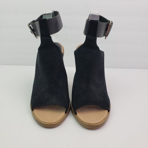 Marc Fisher MLVASHI Womens Size 9 Black Leather 4" Heel Ankle Strap Sandal Shoes - Picture 5 of 13